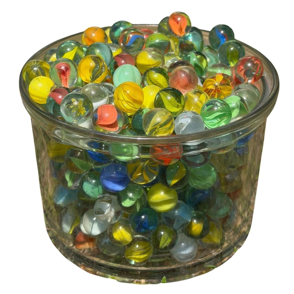 25 Count Mixed Glass Marbles Lot Vintage Modern Cats Eye Multicolor Bulk Assort - Picture 5 of 8